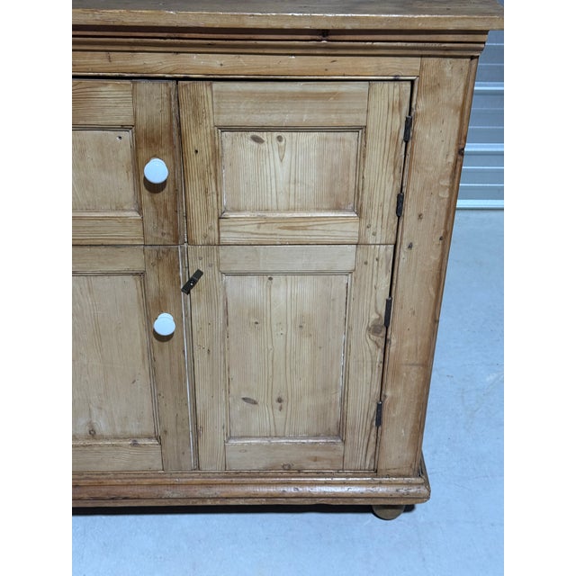 Antique Pine Cupboard With Porcelain Knobs From England For Sale - Image 6 of 18