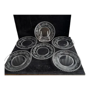 Set of Six Imperial Crystal Etched Candlewick Plates