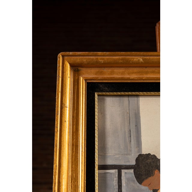 Wood Figure Study, Dancer | Framed Vintage Pat Brown Painting, Signed For Sale - Image 7 of 7