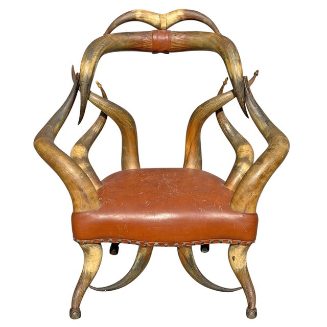 Farmhouse 19th Century Longhorn Hearth Chair Attributed to Wenzel Friedrich For Sale - Image 3 of 12