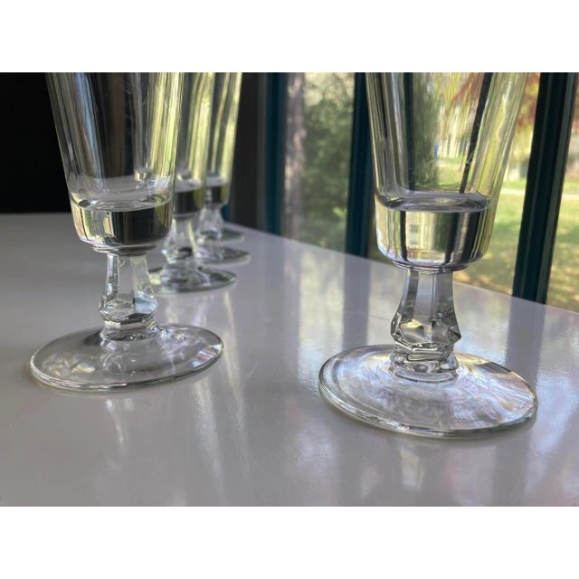 Vintage , midcentury style clear set of 6 pilsner beer, champagne glasses 2.75" D X 8.5"H , no makers mark in very good...