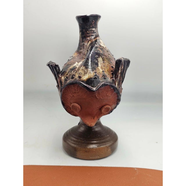 Pre-war ceramic fish vase, dimensions: height 22.7 cm, width 12.7 cm, depth 15 cm, diameter at the base 10 cm.