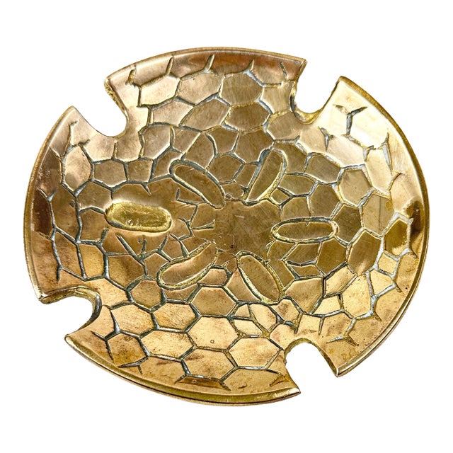 Vintage Brass Sand Dollar Trinket Dish For Sale