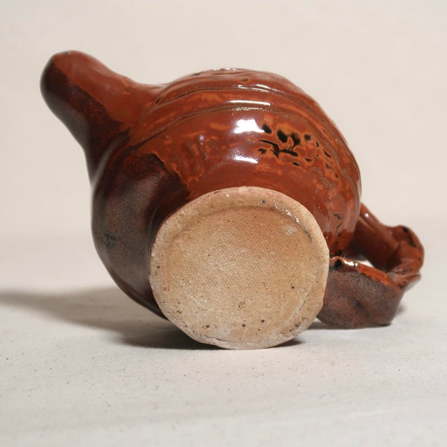 Vintage Brutalist Wabi Sabi Sculptural Studio Pottery Red and Black Glaze Ceramic Vessel For Sale - Image 17 of 17