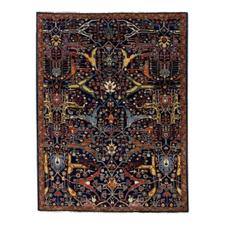 Navy Blue Modern Bidjar Style Handmade Allover Pattern Wool Rug For Sale