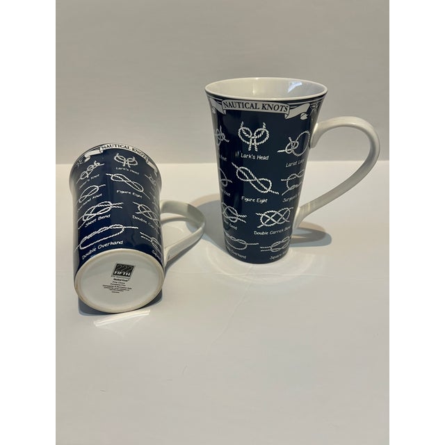 Vintage Blue Nautical Coffee Latte Mugs- 2 For Sale - Image 4 of 5
