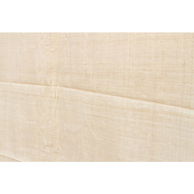 Indian Organic Peace Silk Throw, Natural Grid For Sale - Image 3 of 5