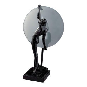 Frankart Style Nude Nymph Silhouette Moon Black Spelter Table Lamp by Sarsparilla