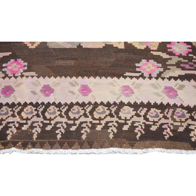 Vintage Bessarabian Floral Hand Knotted Kilim Wool Rug, 5'8"x11'9" For Sale - Image 4 of 6