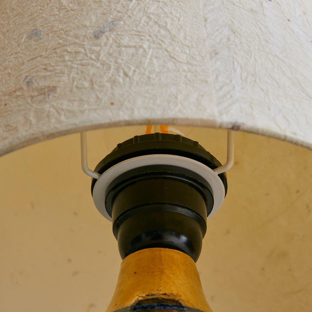 Ceramic 1960s French Gilt Ceramic Table Lamp with Paper Shade by Georges Pelletier For Sale - Image 7 of 8