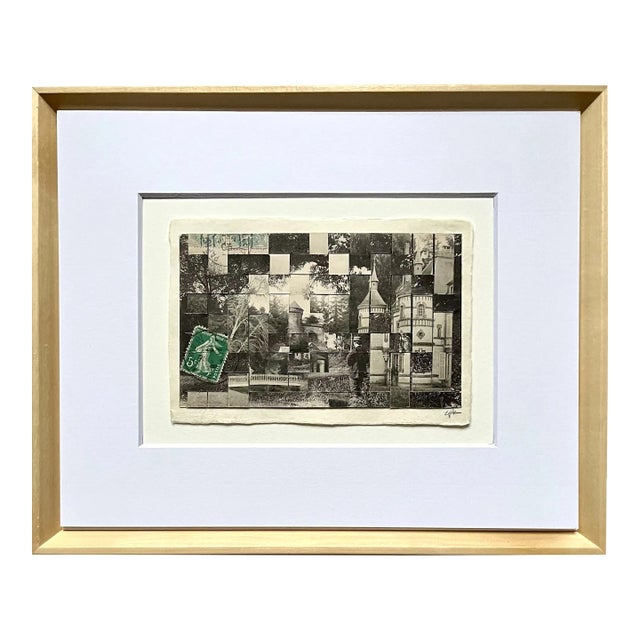 Parc Et Chateau, France, Hand Cut and Woven Vintage Photo Postcards, Framed For Sale