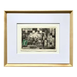 Parc Et Chateau, France, Hand Cut and Woven Vintage Photo Postcards, Framed