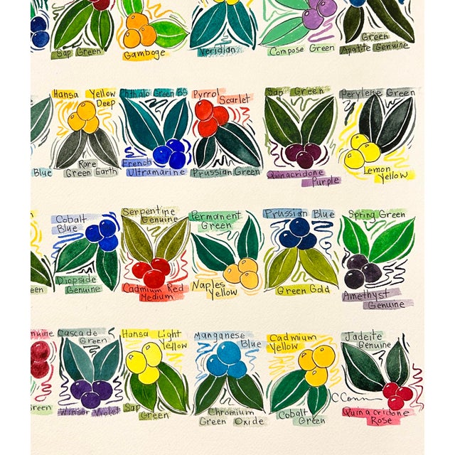 Paper Giclee Print of This Original Watercolor and Ink Painting “Color Chart in Berries” Artist Reference Chart For Sale - Image 7 of 9