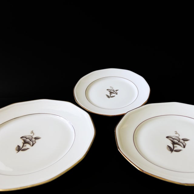 Antique tableware Astrid Anemona designed by Edward Hald for KP Karlskrona Sweden 1930s. Small dining plate. Price for set...