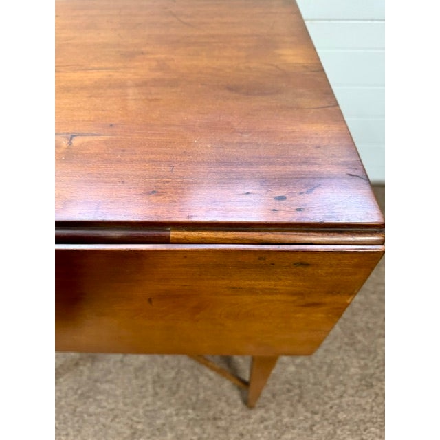 Antique American Cherry Dropleaf Pembroke Table With Cross Stretcher Base For Sale - Image 4 of 11