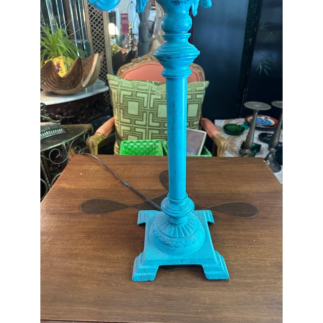 Up for consideration is a beautiful vintage bright blue tall table lamp. This would look lovely in your home and it is a...
