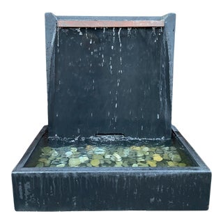 Modern Slate Grey Cement Wall Fountain For Sale