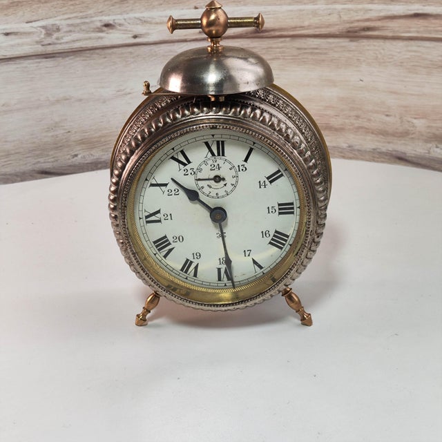 Metal 1890’s Japy Freres French Bronze Antique Mantel Alarm Clock For Sale - Image 7 of 8