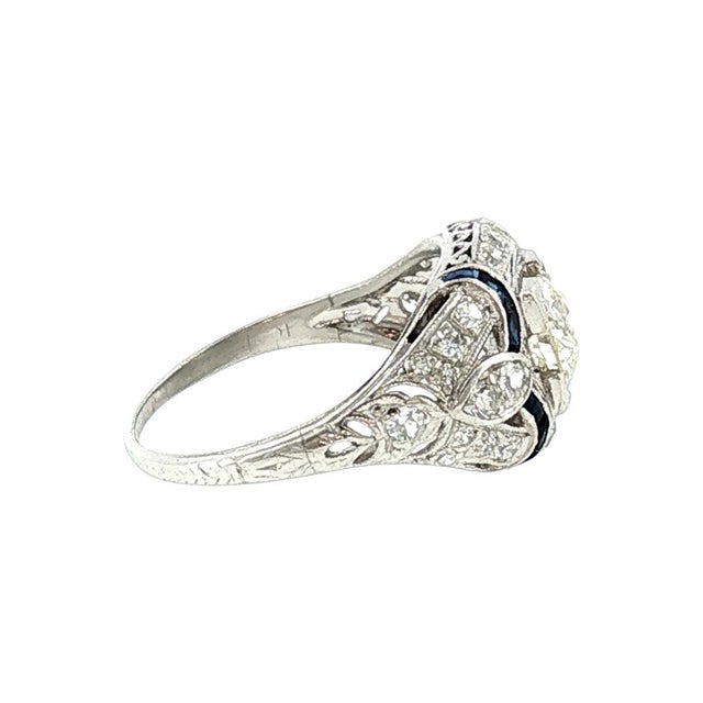 An Art Deco Platinum .70 Carat Old European Cut Diamond Ring For Sale - Image 4 of 5