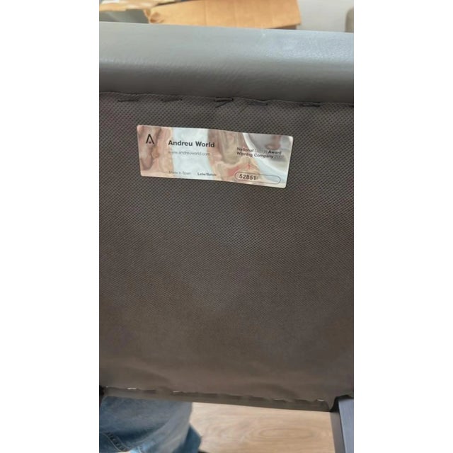2000 - 2009 Set of 3 Modern Charcoal Gray Upholstered Counter Stools For Sale - Image 5 of 5