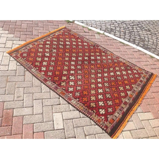 French Vintage Turkish Kilim Rug - 4'7" X 6'3", X For Sale - Image 3 of 7