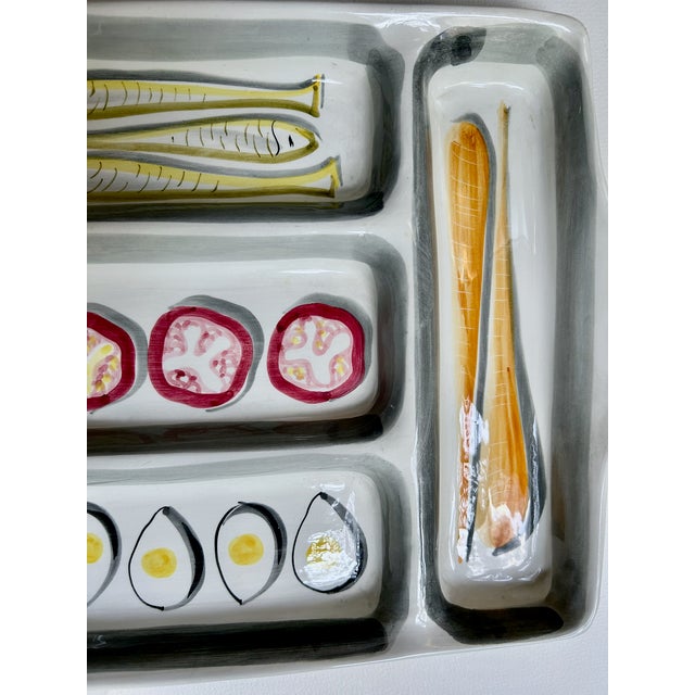 Mid 20th Century Italian Modern Hand Painted Handled Art Pottery Tray For Sale - Image 14 of 18