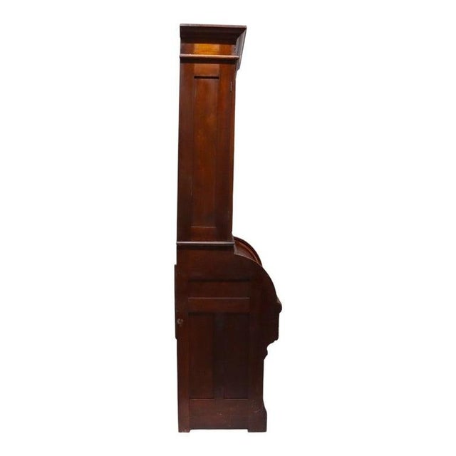 Wood Victorian Walnut & Burl Roll Top Secretary Desk C1880 For Sale - Image 7 of 13