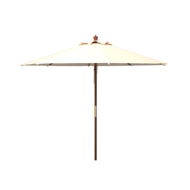 Spritely Home Cannes 11Ft Wooden Pulley Market Umbrella (No Tilt), Beige For Sale - Image 4 of 4