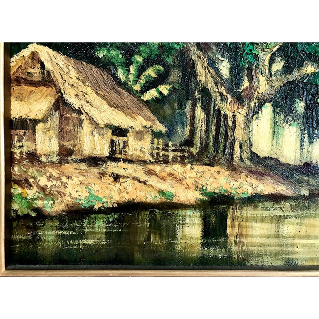 Mid 20th Century Impressionist Water’s Edge Tropical Landscape With Banyan Tree For Sale - Image 5 of 10