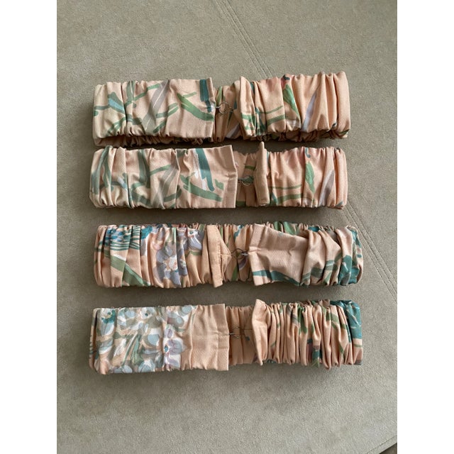 Vintage 1980’s Art Deco fabric curtain tie backs. Peach blue green and white. These are made from Henredon fabric yet they...