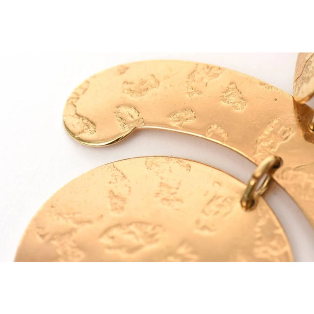 Metal Vintage Napier Gold Plated Clip on Sculptural Earrings 1960's 2 Pieces For Sale - Image 7 of 9