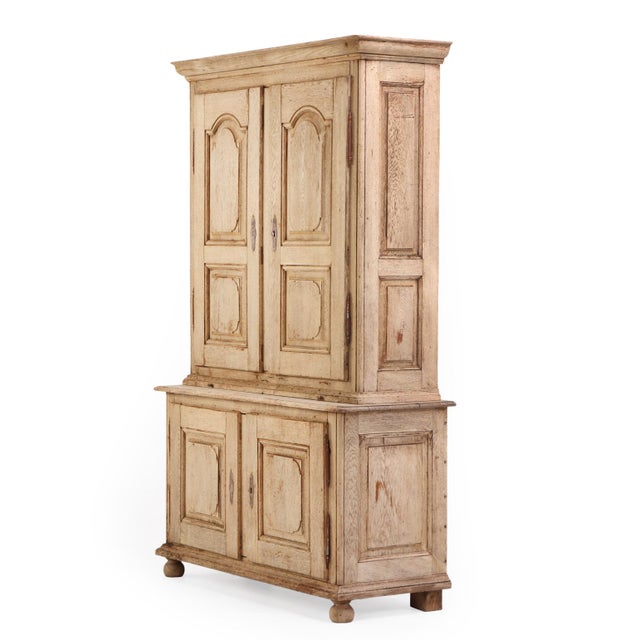 Traditional A Belgian Oak, Two-Part Paneled Cupboard, Mid 19th C. For Sale - Image 3 of 7