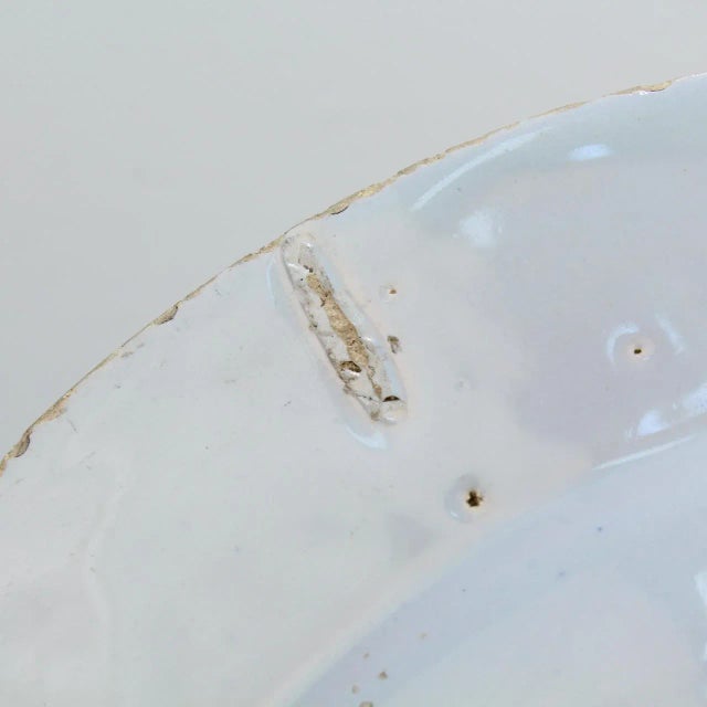 Blue Antique 18th C English Delft Chinoiserie Plate With Willow Tree & Lotus Bush For Sale - Image 8 of 13