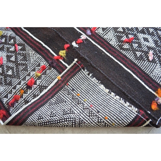 Black Vintage Primitive Kilim Hand-Woven Rug - 5'2" X 7' For Sale - Image 8 of 9