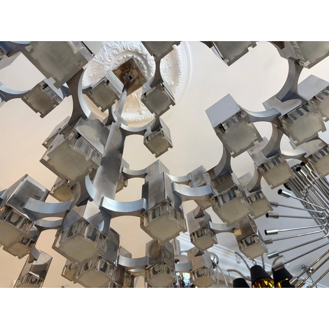 Large Mid-Century Italian Cubic Chandelier by Gaetano Sciolari, 1970 For Sale - Image 15 of 17