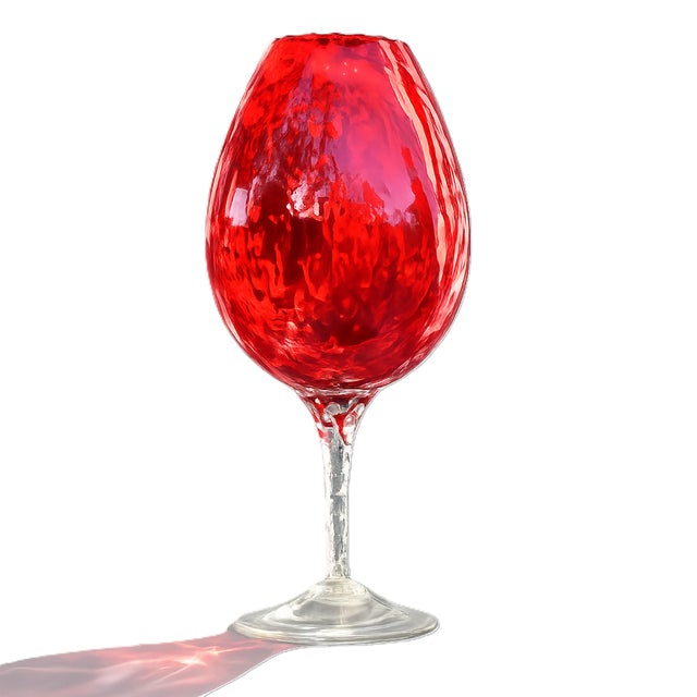 Mid-Century Modern Ruby Red Art Glass Pedestal Vase with Twisted Stem, 1960s For Sale - Image 9 of 9