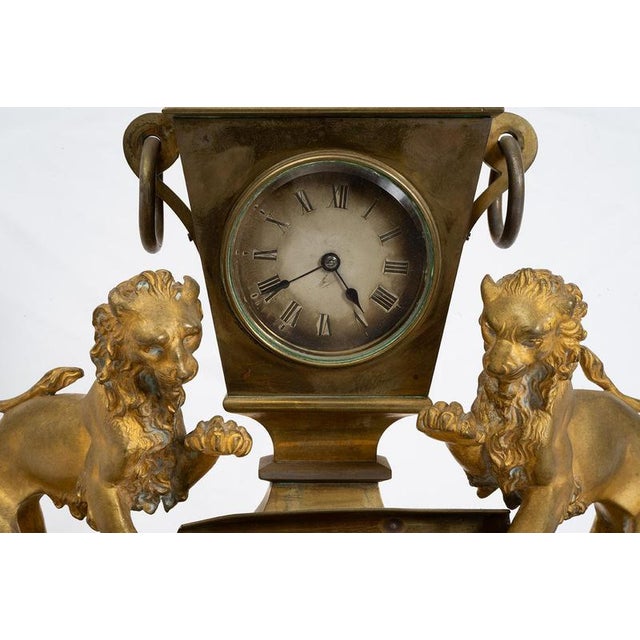 Napoleon III Inkwell with Built-In Clock in Gilded Bronze and Onyx, France, 19th Century For Sale - Image 3 of 6