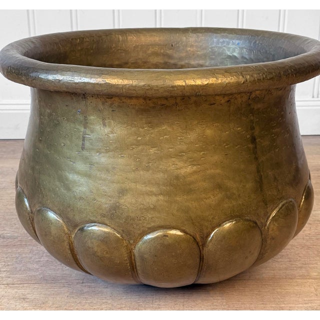 Early 20th Century Antique 18" Italian Brass Scalloped Planter For Sale - Image 5 of 9
