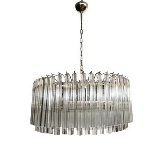Large Triedri Murano Glass Chandelier, 1995 For Sale