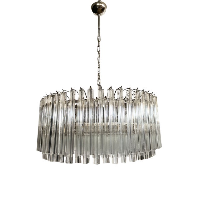 Large Triedri Murano Glass Chandelier, 1995 For Sale
