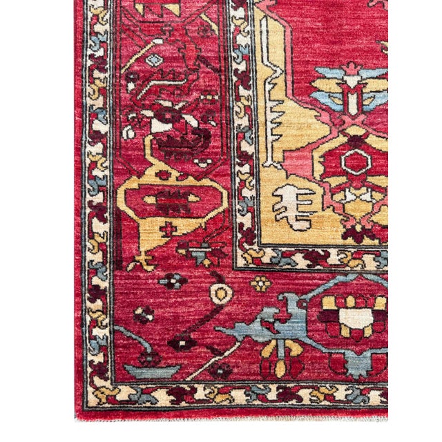 Serapi Wool Rug 243x298 Cm – Red, Ivory, and Gold Persian Oriental Area Carpet For Sale - Image 6 of 18