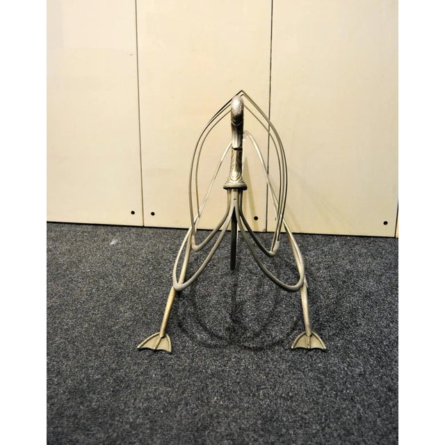 Italian Nickel-Plated Brass Magazine Rack, 1970s For Sale - Image 3 of 8