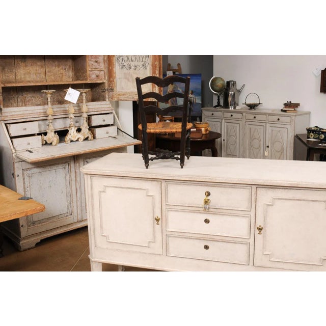 French Rustic Dark Oak 19th Century Child's Chair with Ladder Back and Rush Seat For Sale - Image 12 of 12