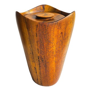 Mid 20th Century Taverneau Wood Ice Bucket With Liner by David Auld For Sale