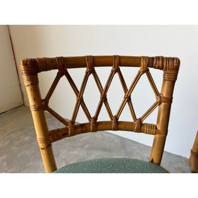 Vintage Coastal Ficks Reed Faux Bamboo Rattan Desk With Chair For Sale - Image 10 of 12