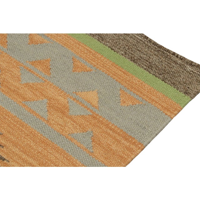 Rug & Kilim’s Tribal Style Kilim in Gold With Grey & Black Patterns