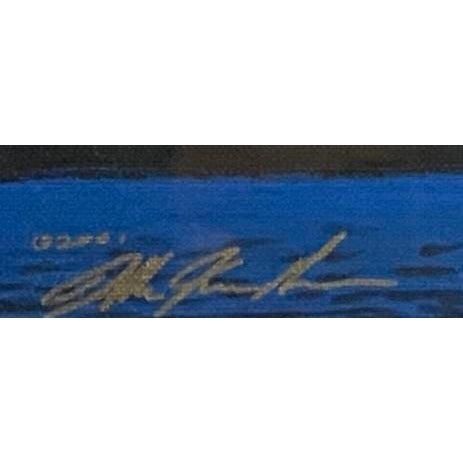 Tribal Crow Lodge 'Summer Evening' Montana New Moon Water Indian Blue Tepee Knowshisgun 2001 For Sale - Image 3 of 9