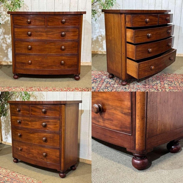 Victorian English mahogany chest of drawers, 19th century - W=1.21m H=1.15m D=54cm