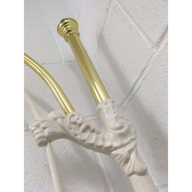 White Painted Wrought-Iron & Brass & Queen Bedframe For Sale - Image 12 of 13