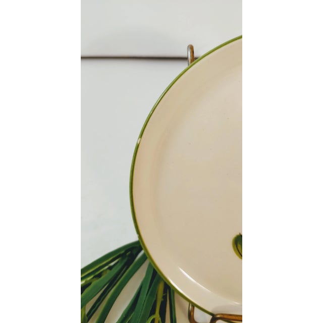 Handpainted Italian purple violet small plates. A a pair. Green and purple flowers with green trim. Italian stamp on back....